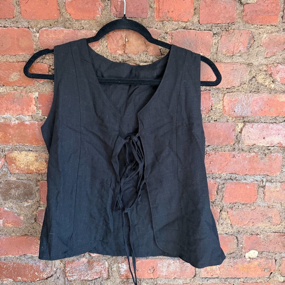 Chic Black Lace-Up Blouse